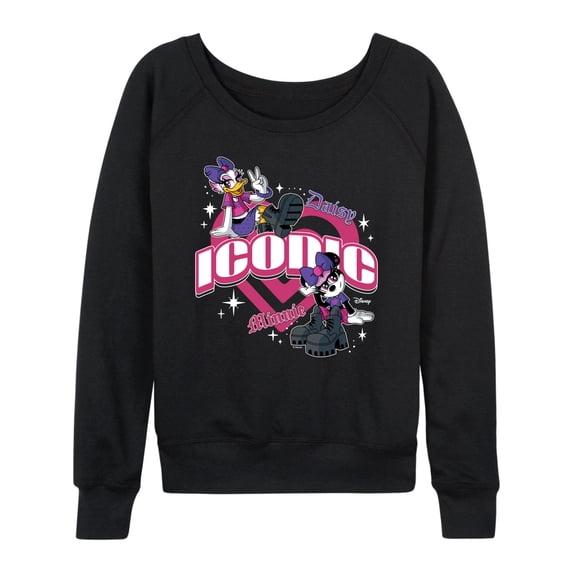 Disney - Minnie Daisy Y2K Women's Lightweight French Terry Wide Neck Long Sleeve Graphic Shirt