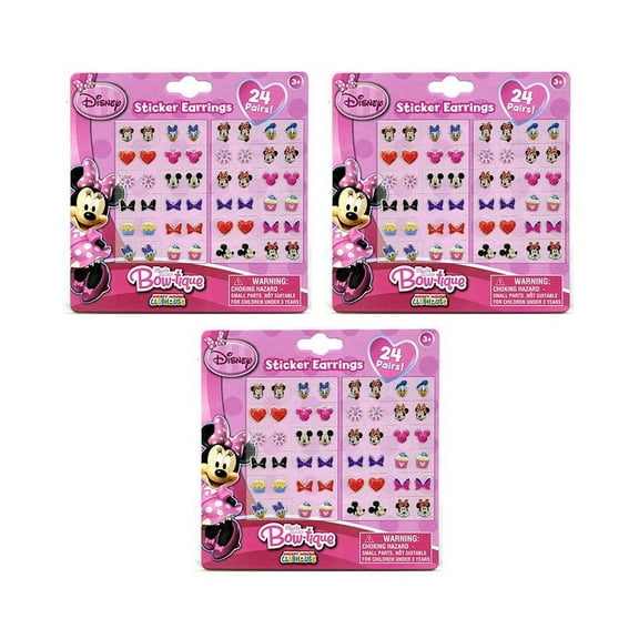 Disney Minnie Earrings Set, 24 Pair Sticker Earrings, Red/Pink