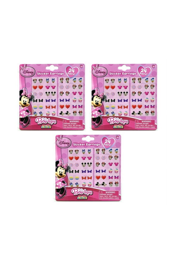 Minnie Earrings Set, 24 Pair Sticker Earrings, Red/Pink
