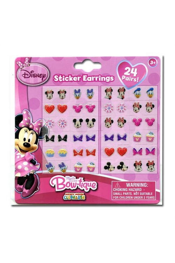 Minnie Earrings Set, 24 Pair Sticker Earrings, Red/Pink