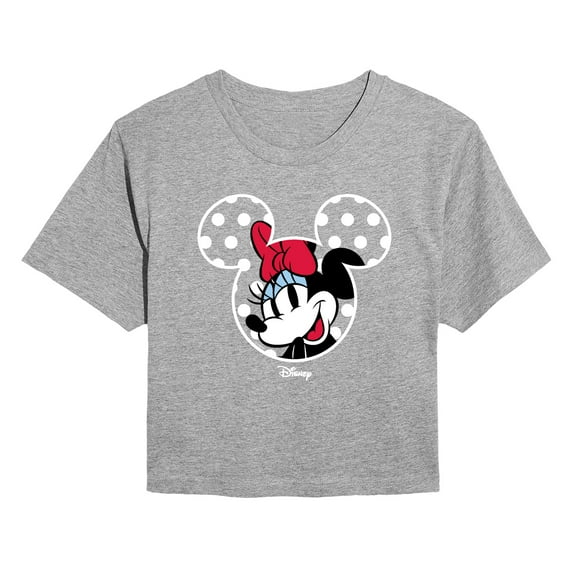 Disney - Minnie Ears - Juniors Cropped Short Sleeve Graphic T-Shirt