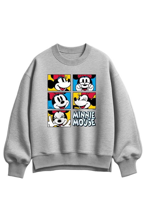 - Minnie Faces Grid - Women's Oversized Fleece Crew Sweatshirt