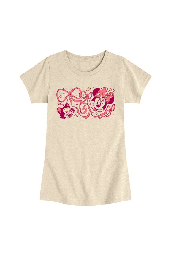 - Minnie Figaro Bow - Youth Girls Fitted Short Sleeve T-Shirt