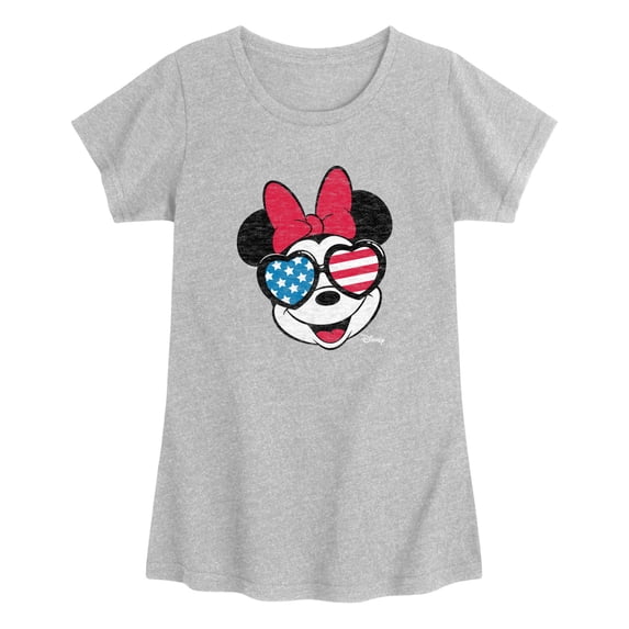 Disney - Minnie Flag Glasses - Toddler Girls Fitted Short Sleeve T-Shirt