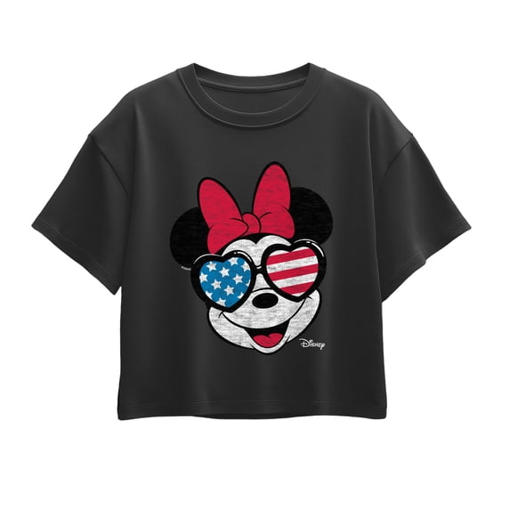 Disney - Minnie Flag Glasses - Youth Girls Boxy T-Shirt