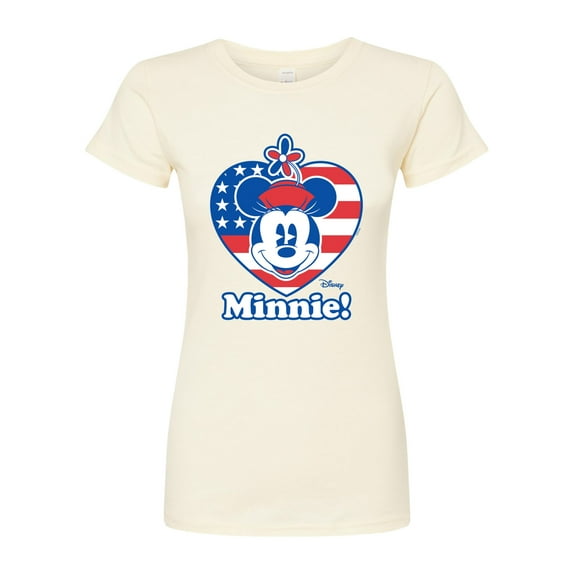 Disney - Minnie Flag Heart - Juniors Fitted Graphic T-Shirt