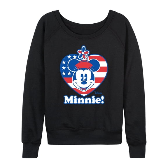 Disney - Minnie Flag Heart - Women's Lightweight French Terry Long Sleeve Shirt