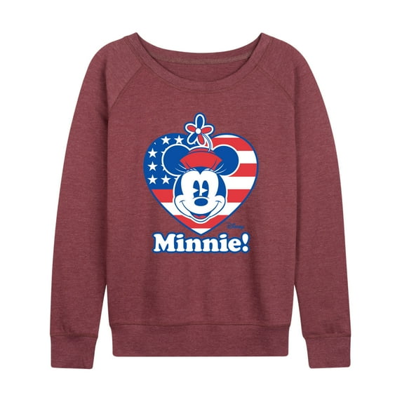 Disney - Minnie Flag Heart - Women's Lightweight French Terry Long Sleeve Shirt