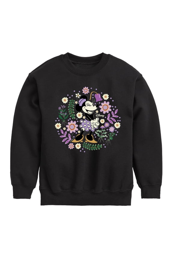 - Minnie Floral Circle - Youth Boys Crew Fleece Sweatshirt