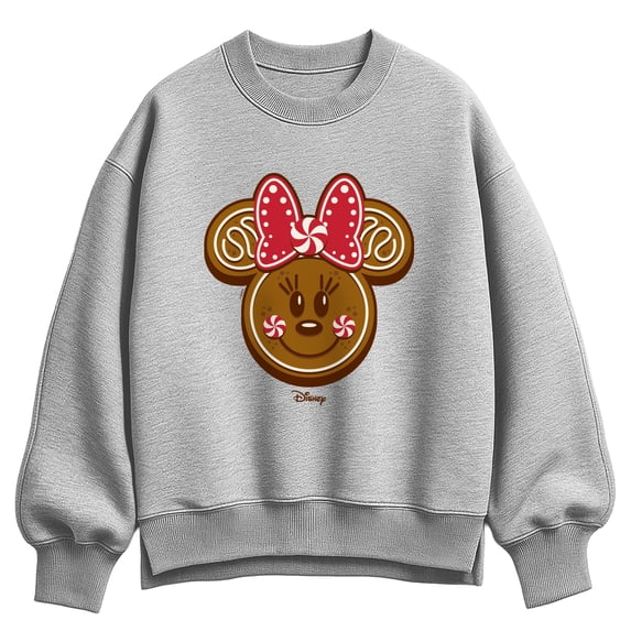 Disney - Minnie Gingerbread Head - Women's Oversized Fleece Crew Sweatshirt