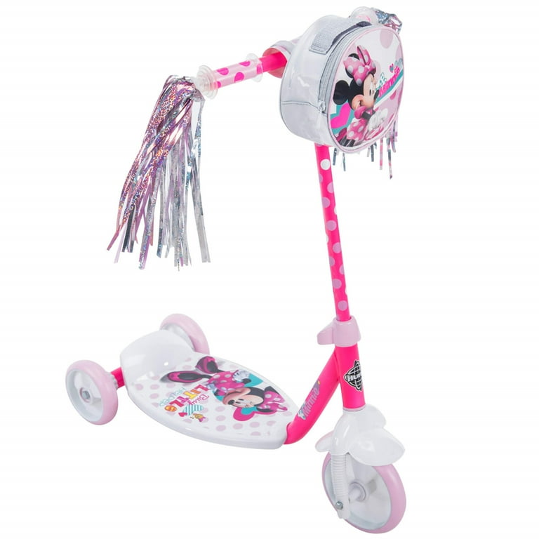 Huffy Disney Minnie Girls' 3-Wheel Pink Scooter with Streamers and