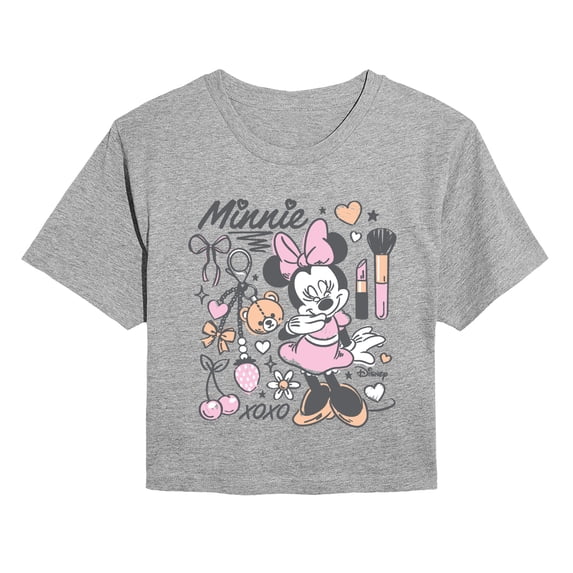 Disney - Minnie Girly Grid - Juniors Cropped Graphic T-Shirt