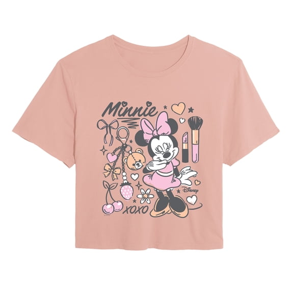 Disney - Minnie Girly Grid - Juniors Cropped Graphic T-Shirt