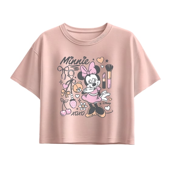 Disney - Minnie Girly Grid - Youth Girls Boxy T-Shirt