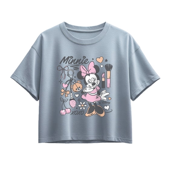 Disney - Minnie Girly Grid - Youth Girls Boxy T-Shirt
