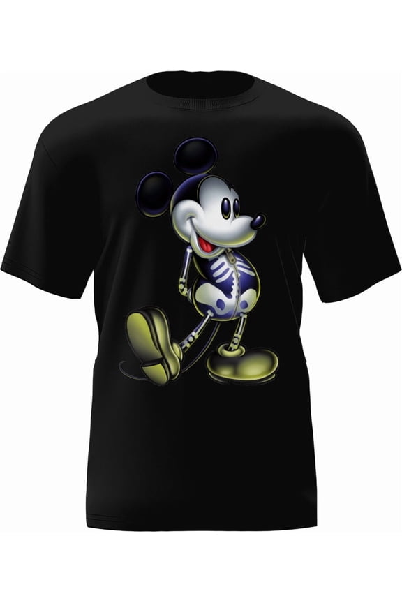 Mickey Glow Bones Halloween Adult Tee Shirt, S - 2XL (Men's)