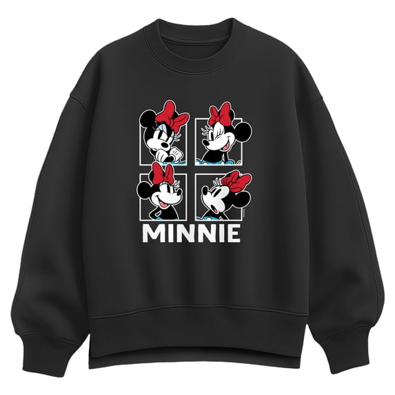 Disney - Minnie Grid - Women's Oversized Fleece Crew Sweatshirt