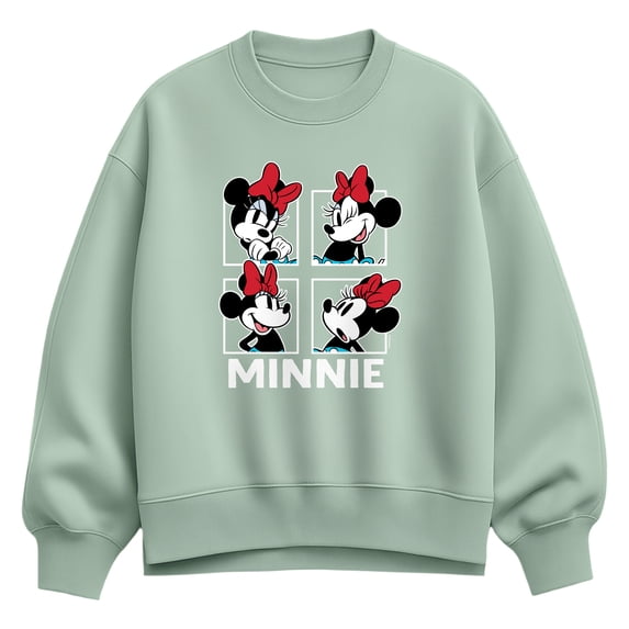 Disney - Minnie Grid - Women's Oversized Fleece Crew Sweatshirt