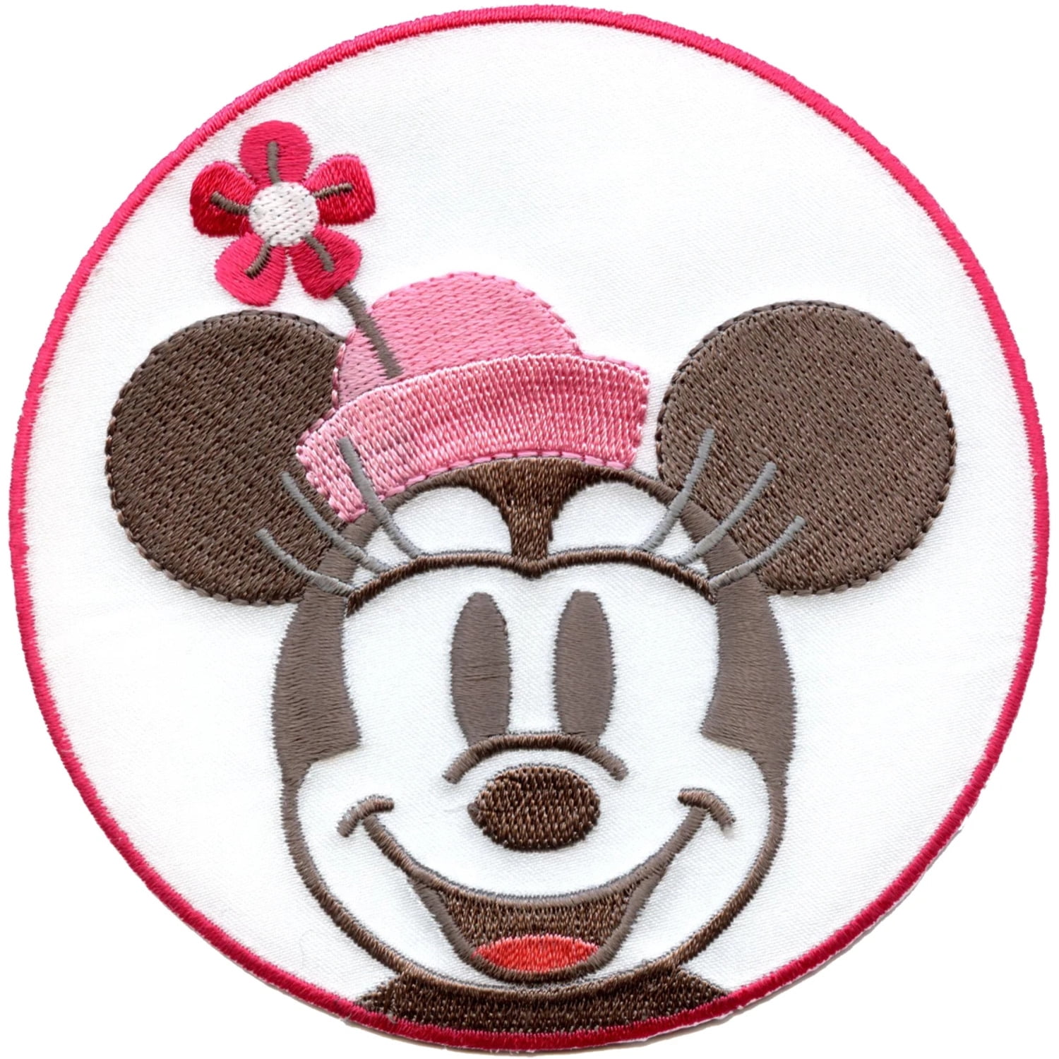 Iron on patches - MINNIE MOUSES OVAL Disney - pink - 8,8x6cm -  Application Embroided badges