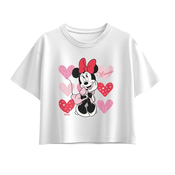 Disney - Minnie Heart Patterns - Youth Girls Boxy T-Shirt