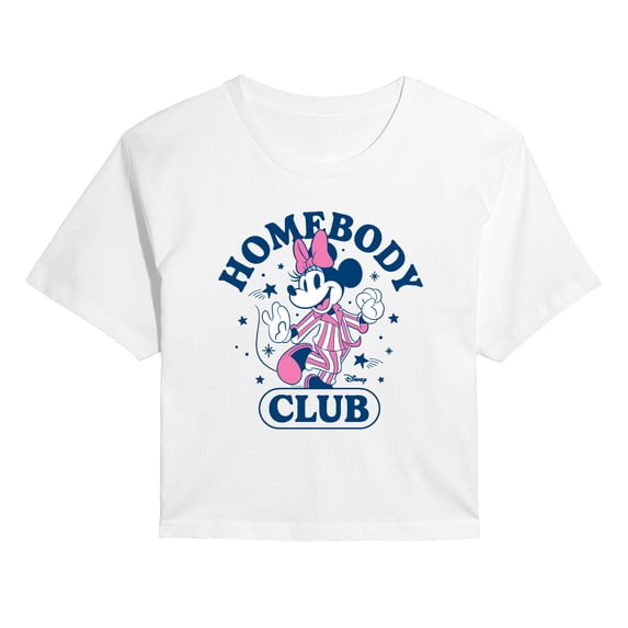Disney - Minnie Homebody Club - Juniors Cropped Short Sleeve Graphic T-Shirt
