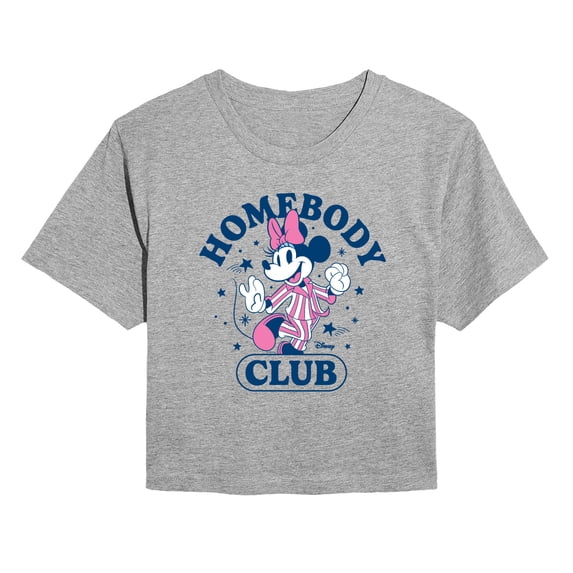 Disney - Minnie Homebody Club - Juniors Cropped Short Sleeve Graphic T-Shirt