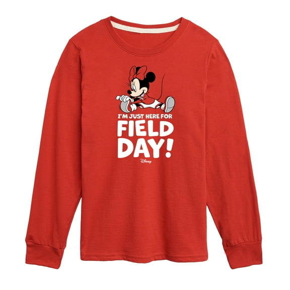 Disney - Minnie Just Here For Field Day - Toddler And Youth Long Sleeve Graphic T-Shirt
