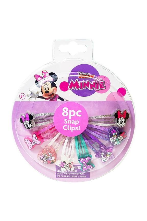 Disney Minnie Kids Hair Clips for Girls Snap Clips 8 Pack Multi Color Ages 3+