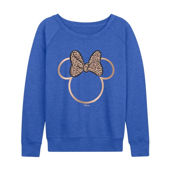 Disney - Minnie Leopard Print - Women's French Terry Long Sleeve Pullover