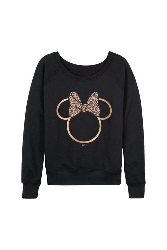 - Minnie Leopard Print - Women's French Terry Long Sleeve Pullover
