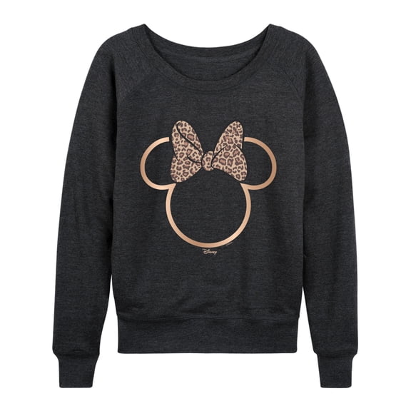 Disney - Minnie Leopard Print - Women's French Terry Long Sleeve Pullover