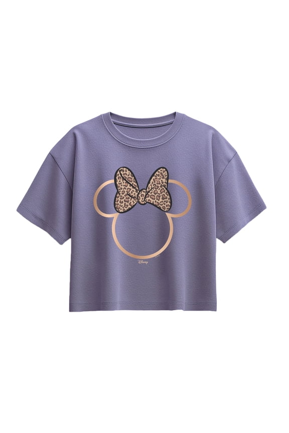 - Minnie Leopard Print - Youth Girls Boxy T-Shirt