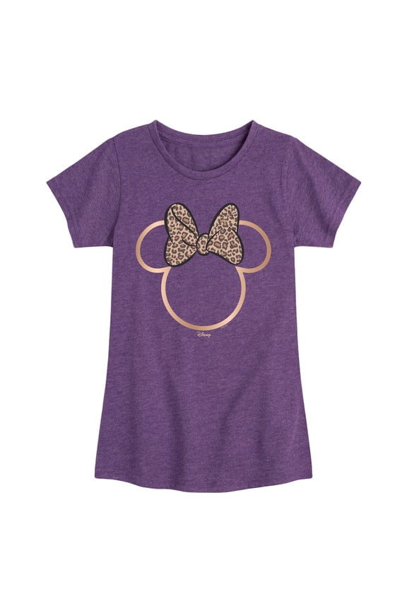 - Minnie Leopard Print - Youth Girls Fitted Short Sleeve T-Shirt