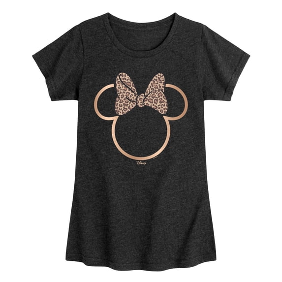 Disney - Minnie Leopard Print - Youth Girls Fitted Short Sleeve T-Shirt