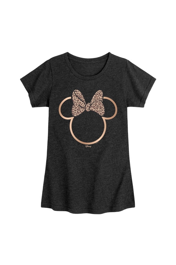 - Minnie Leopard Print - Youth Girls Fitted Short Sleeve T-Shirt