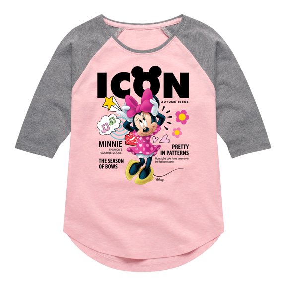 Disney - Minnie Mag Cover - Toddler & Youth Girls Raglan Graphic T-Shirt