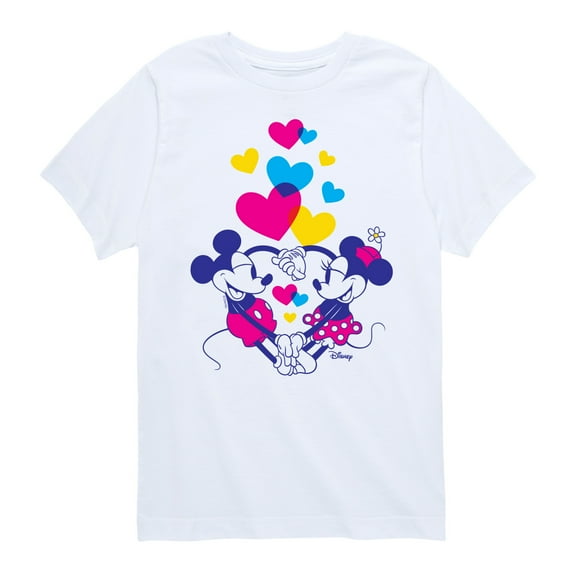 Disney - Minnie Mickey Hearts - Toddler & Youth Short Sleeve Graphic T-Shirt