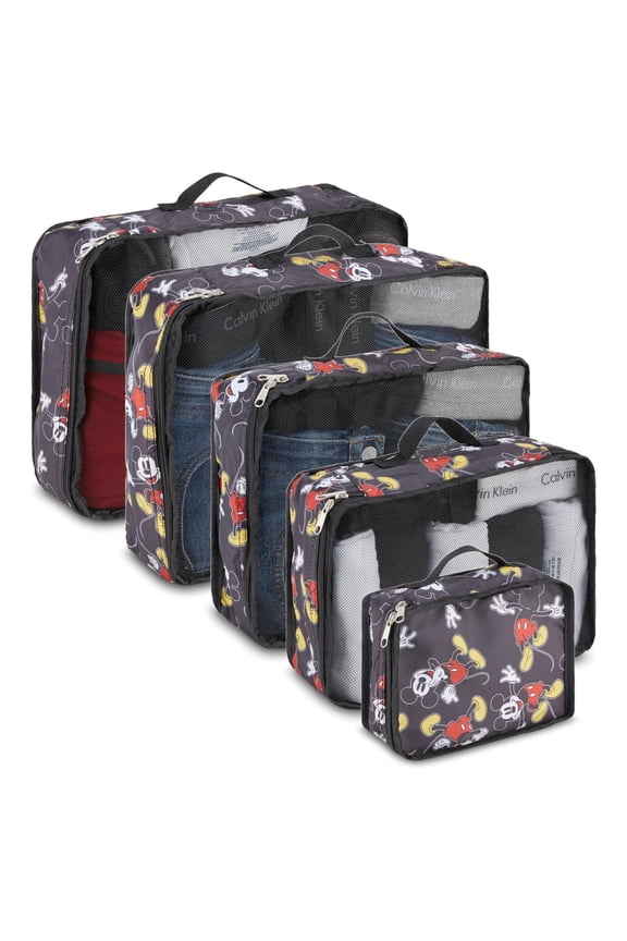 Minnie & Mickey Mouse Packing Cubes, 5 Piece Set Travel Essential Packing Case Black