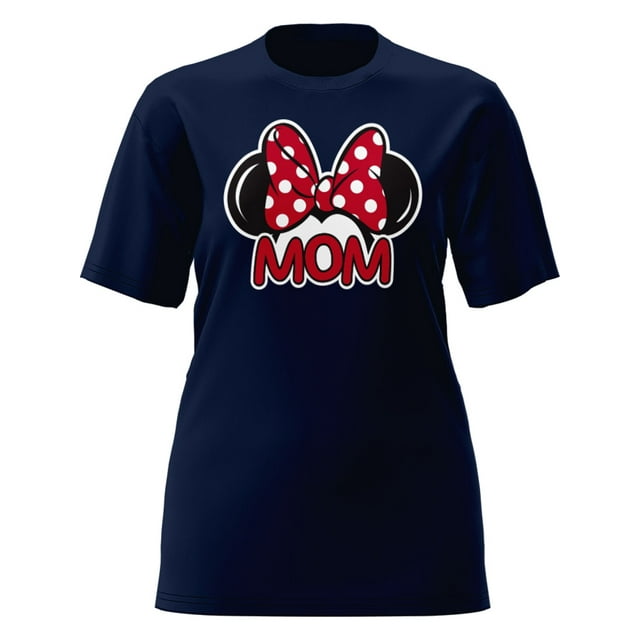 Disney Minnie Mom Family Navy Adult Ladies Tee Shirt