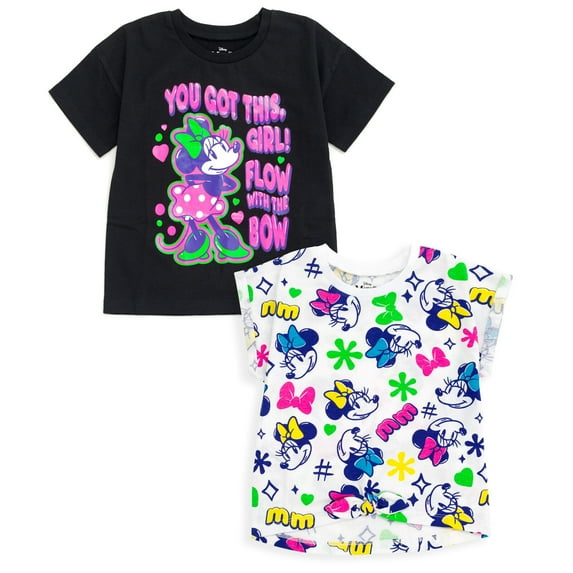 Disney Minnie Mouse 2 Pack Drop Shoulder T-Shirts Infant to Big Kid