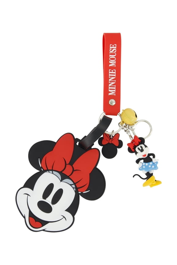 Disney Minnie Mouse 2-Piece Suitcase ID Tag and 3D Lanyard Set with Adjustable Straps, Multi, One Size