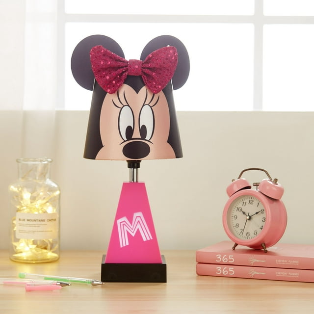 Disney Minnie Mouse 2-in-1 Kids Room Lamp with Night Light, Plastic, for Kids' room