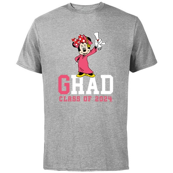 Disney Minnie Mouse 2024 Graduation Class of ’24 Rad Grad - Short Sleeve Cotton T-Shirt for Adults - Customized-Athletic Heather