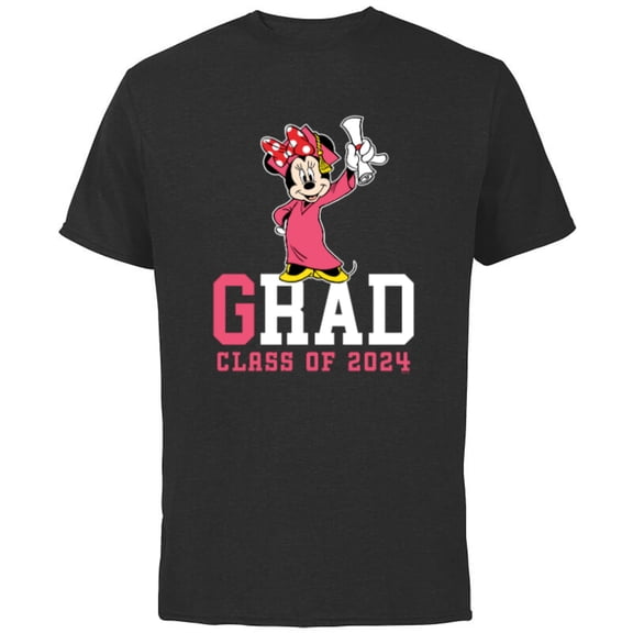 Disney Minnie Mouse 2024 Graduation Class of ’24 Rad Grad - Short Sleeve Cotton T-Shirt for Adults - Customized-Black