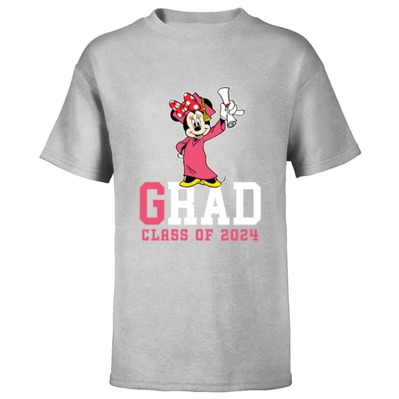 Disney Minnie Mouse 2024 Graduation Class of ’24 Rad Grad - Short Sleeve T-Shirt for Kids - Customized-Athletic Heather
