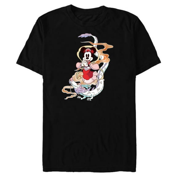 Disney Minnie Mouse 2024 Lunar New Year of the Dragon - Short Sleeve Blended T-Shirt for Adults - Customized-Black