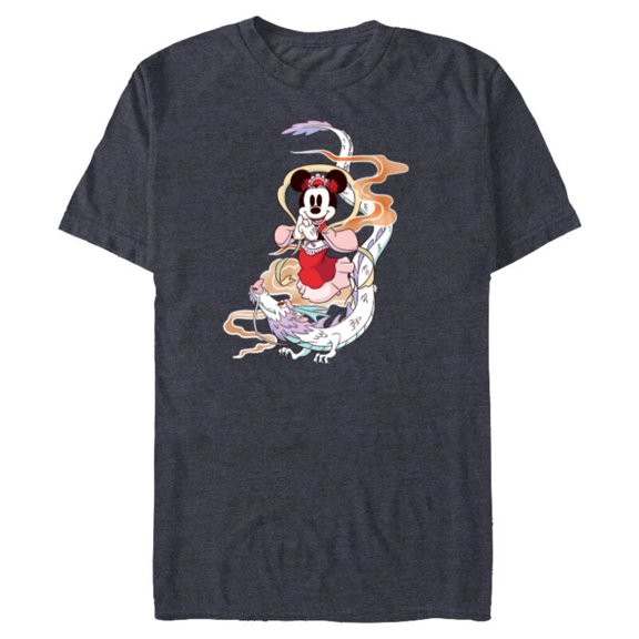 Disney Minnie Mouse 2024 Lunar New Year of the Dragon - Short Sleeve Blended T-Shirt for Adults - Customized-Denim Snow Heather