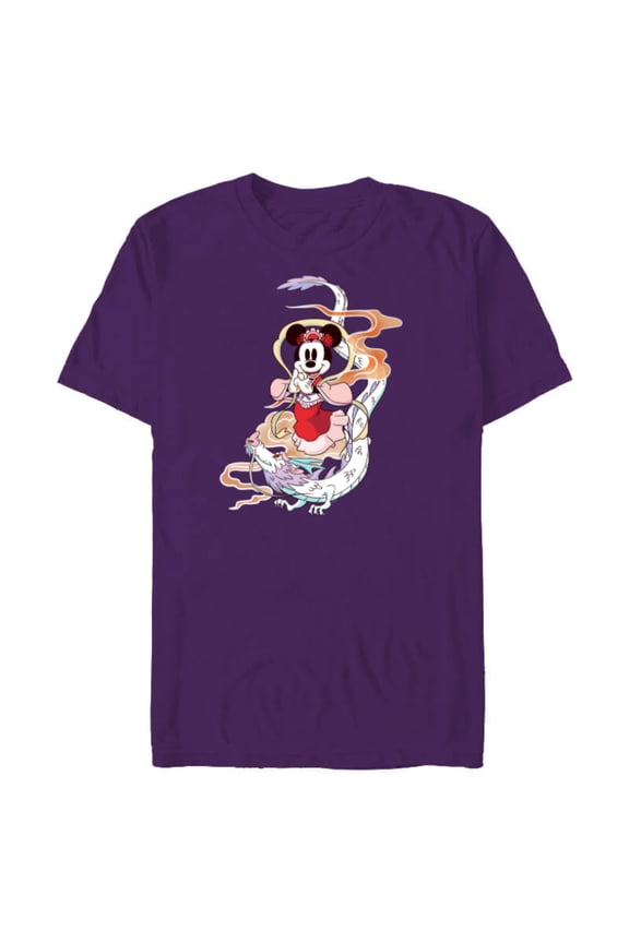 Minnie Mouse 2024 Lunar New Year of the Dragon - Short Sleeve Blended T-Shirt for Adults - Customized-Purple