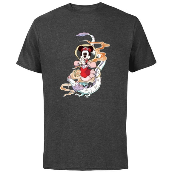Disney Minnie Mouse 2024 Lunar New Year of the Dragon - Short Sleeve Cotton T-Shirt for Adults - Customized-Charcoal