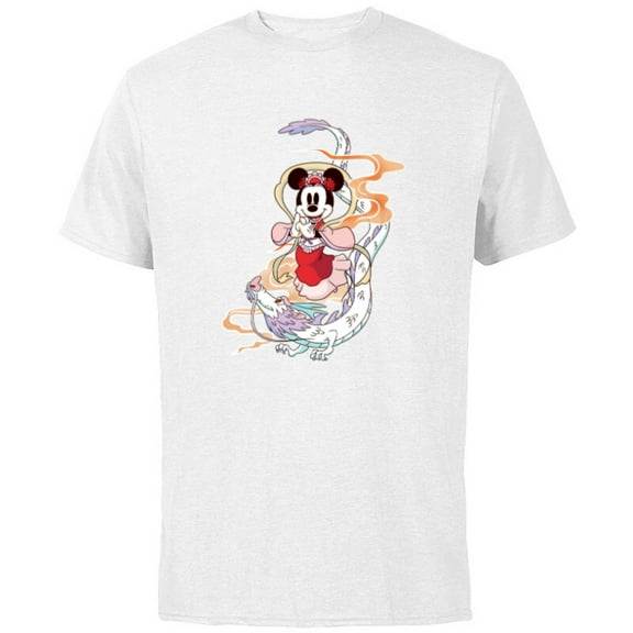 Disney Minnie Mouse 2024 Lunar New Year of the Dragon - Short Sleeve Cotton T-Shirt for Adults - Customized-White